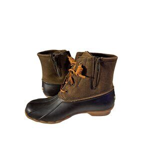 SPERRY Saltwater Waterproof Duck Boots Women’s 6.5 STS99729 NWOB Brown/Olive